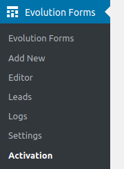 Wordpress menu entry